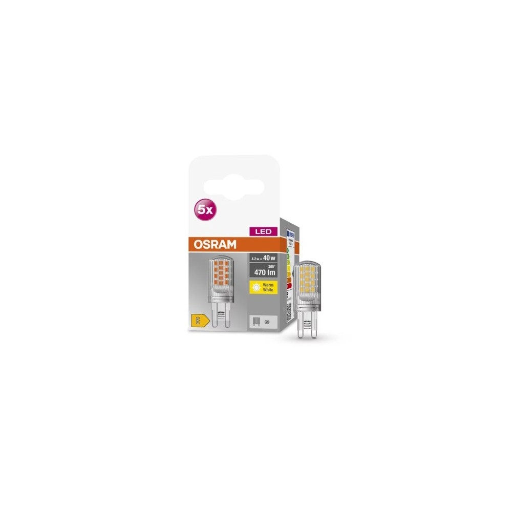 OSRAM LED BASE PIN set of 5 LED G9 4.2 watt 2700 Kelvin 470 lumen 4058075758087
